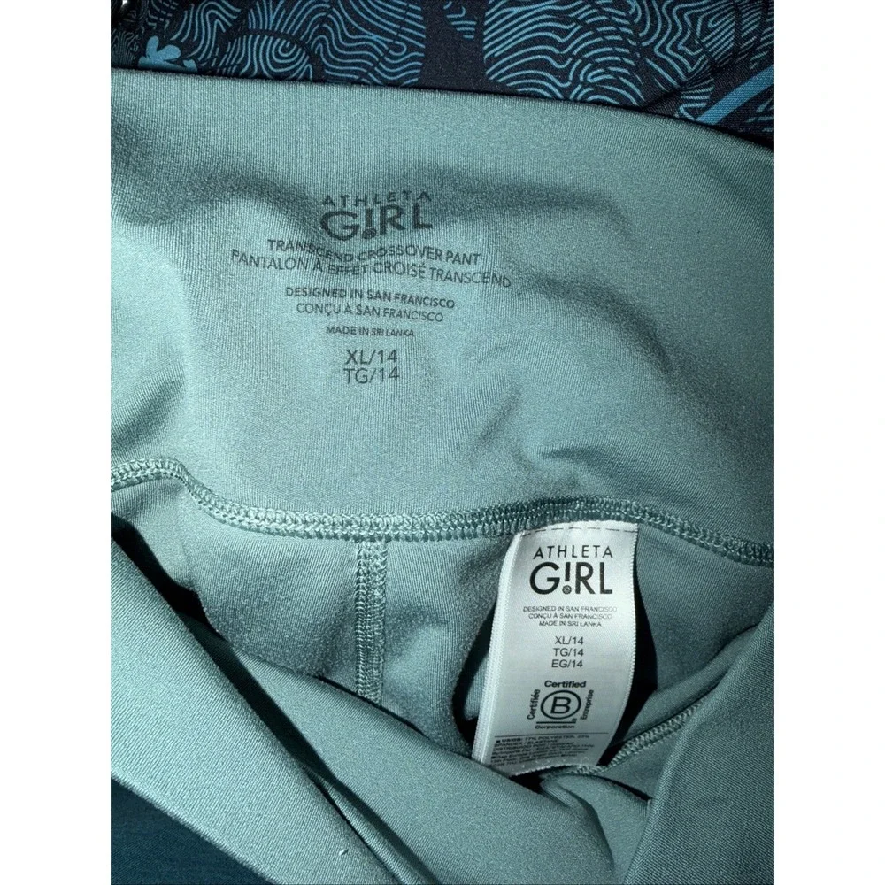 Athleta Girl Transcend Crossover Pants Size XL - 14 Bootcut with Slits Green